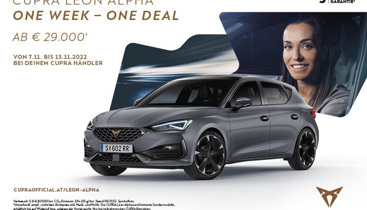 Cupra LEON Alpha - ONE WEEK - ONE DEAL